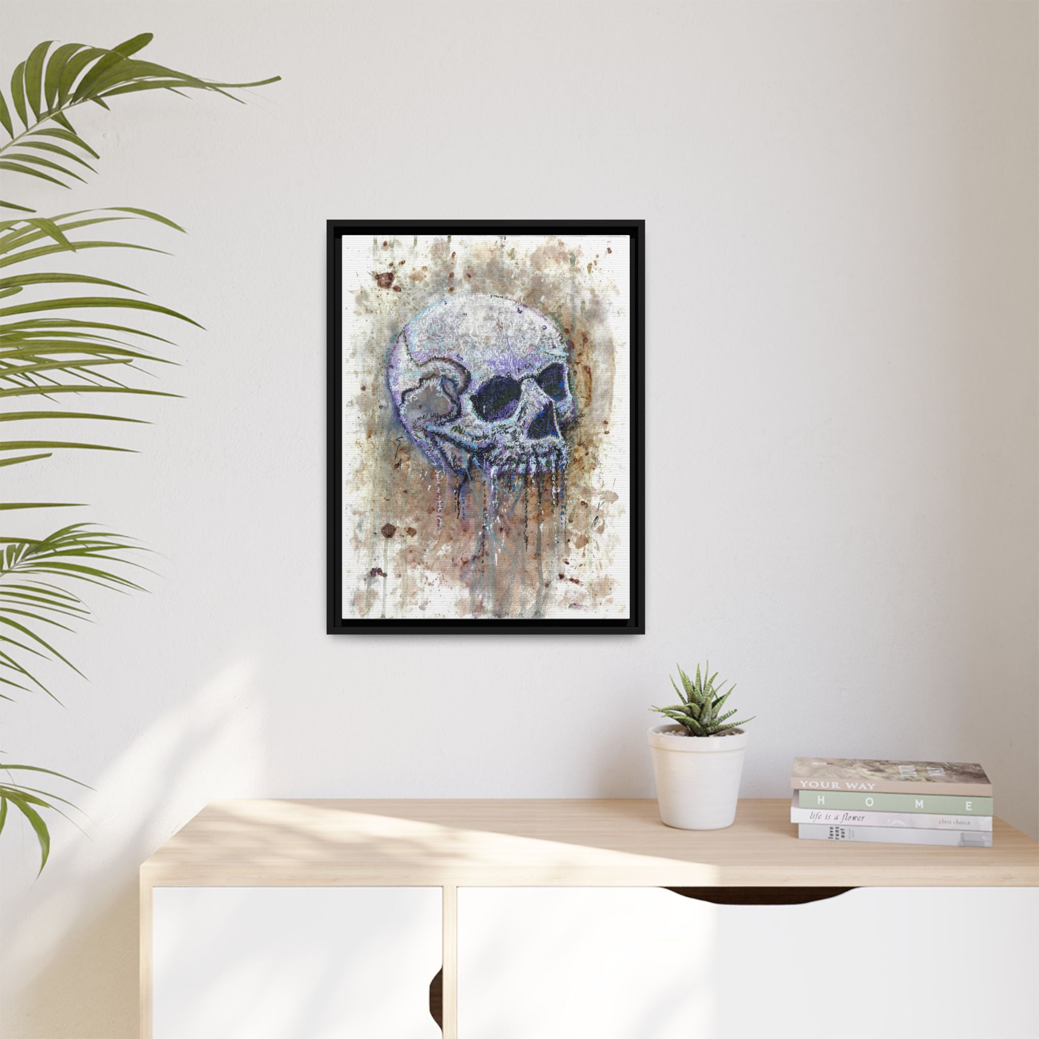 "Albums" Skull Art by Larry White  Framed Matte Canvas —