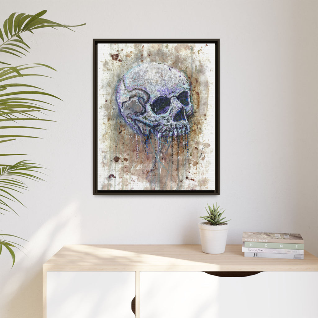 "Albums" Skull Art by Larry White  Framed Matte Canvas —