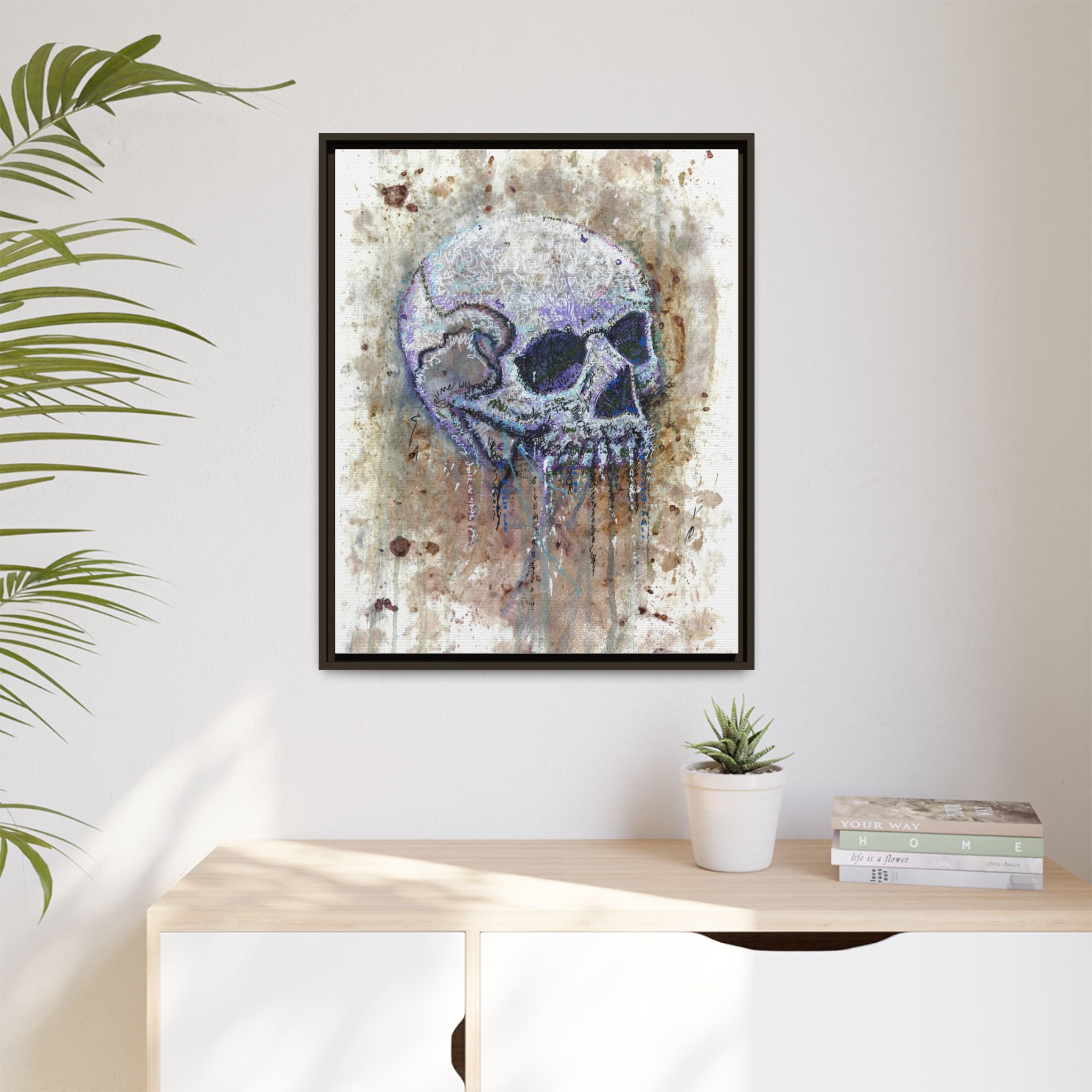 "Albums" Skull Art by Larry White  Framed Matte Canvas —