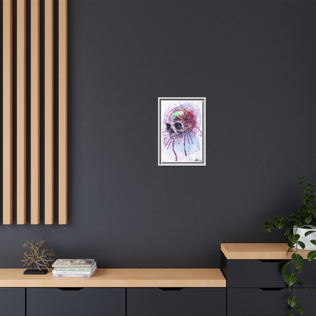 Sweet Home Watercolor Skull Canvas Print — Matte Framed Wall Art