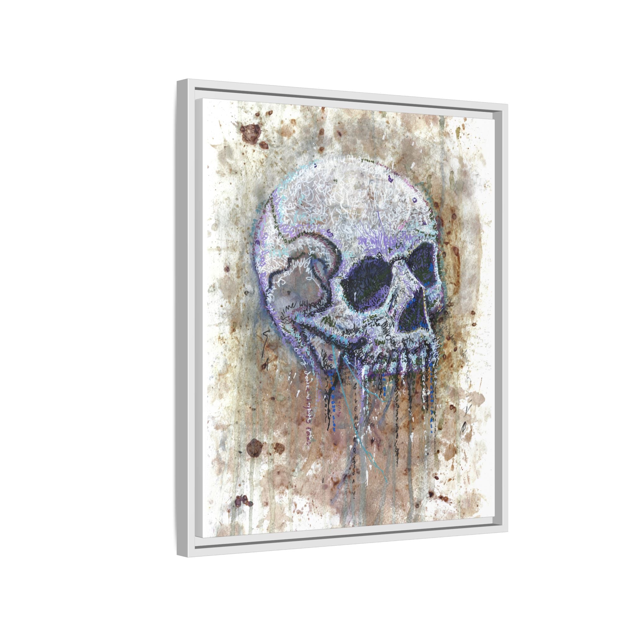 "Albums" Skull Art by Larry White  Framed Matte Canvas —