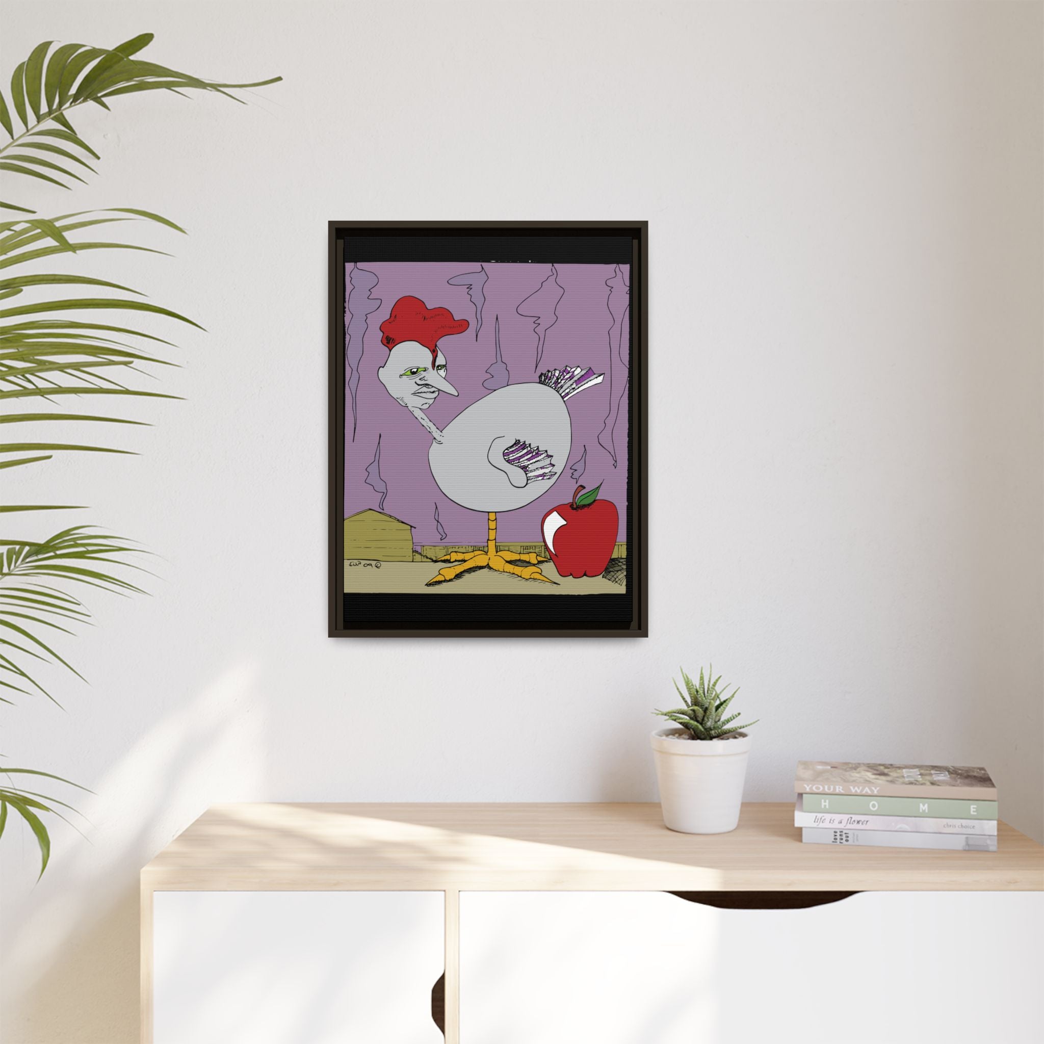 "Ass apple" Framed Canvas Art by Larry White