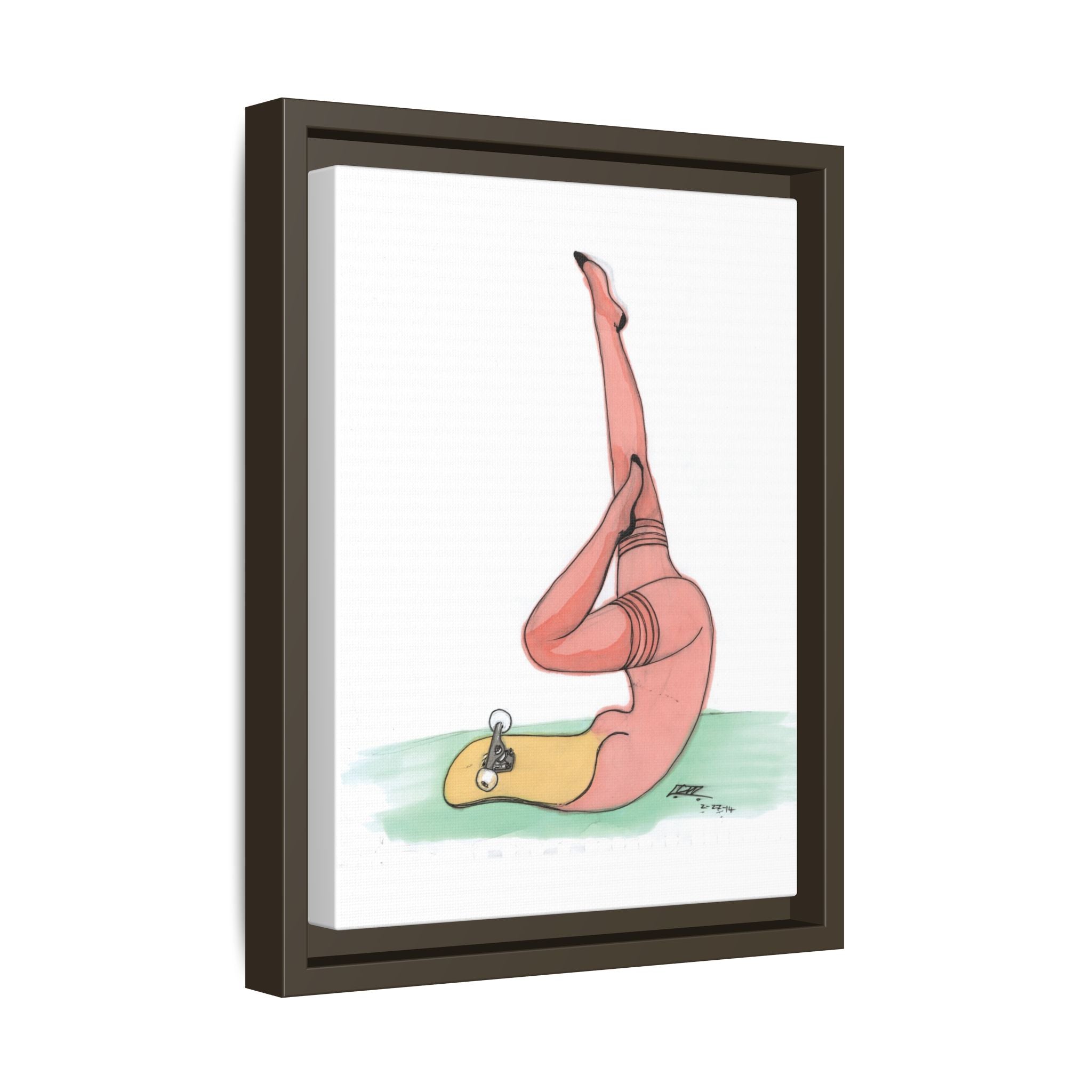 Skateboard Pin-Up Matte Canvas Print — By Larry White