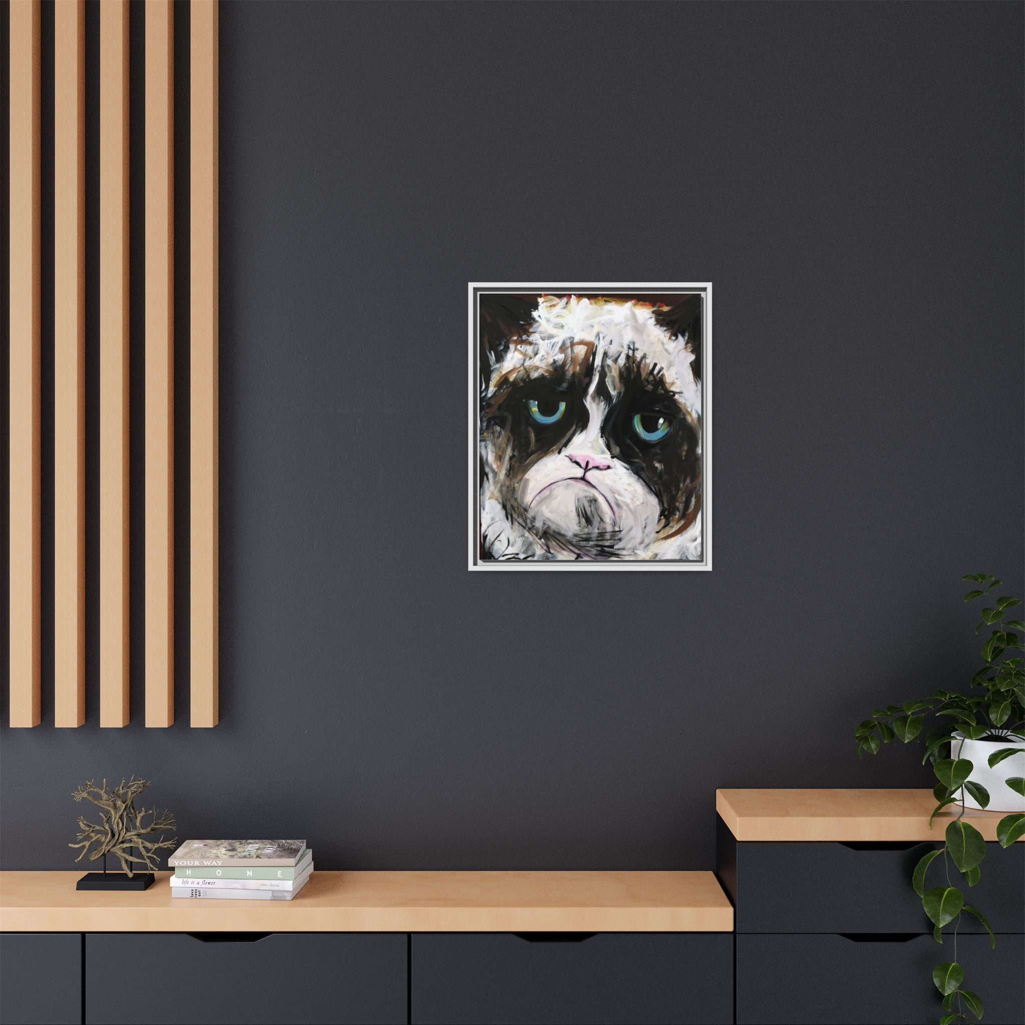 Grumpy Cat Portrait canvas print by Larry White