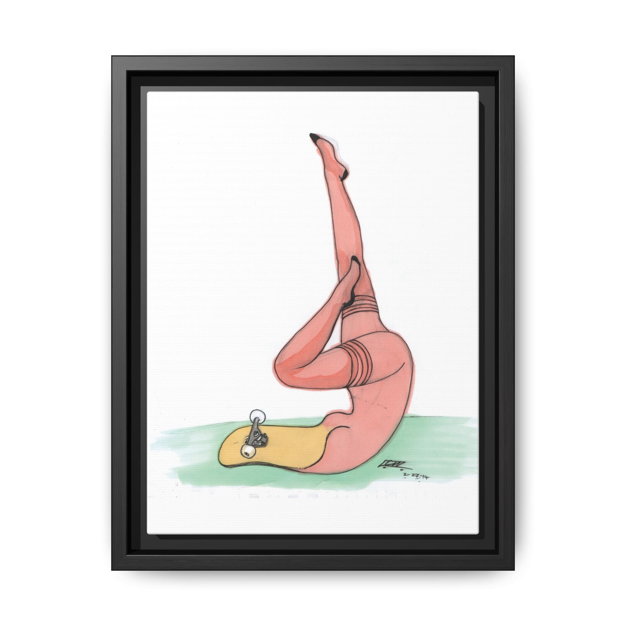 Skateboard Pin-Up Matte Canvas Print — By Larry White