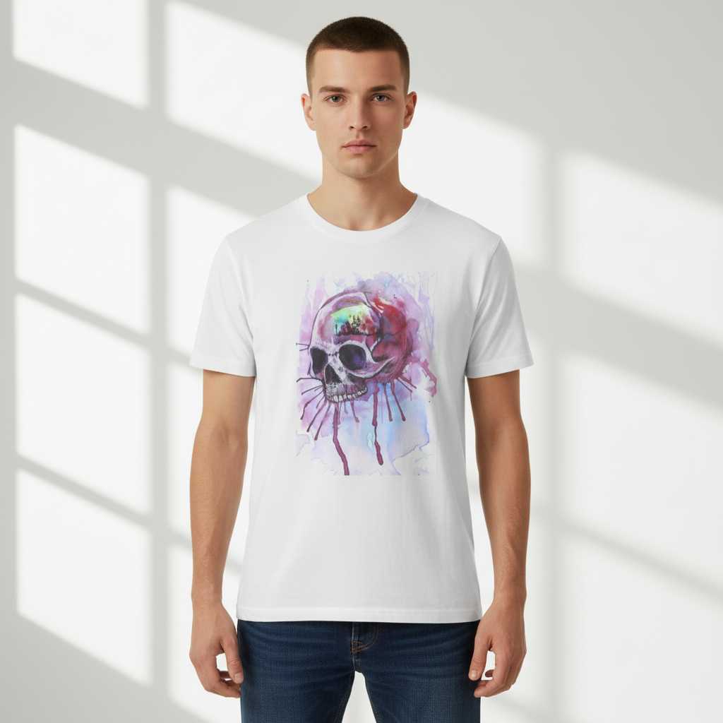 "Sweet Home" Art T-Shirt — Colorful Drip Skull Art Tee