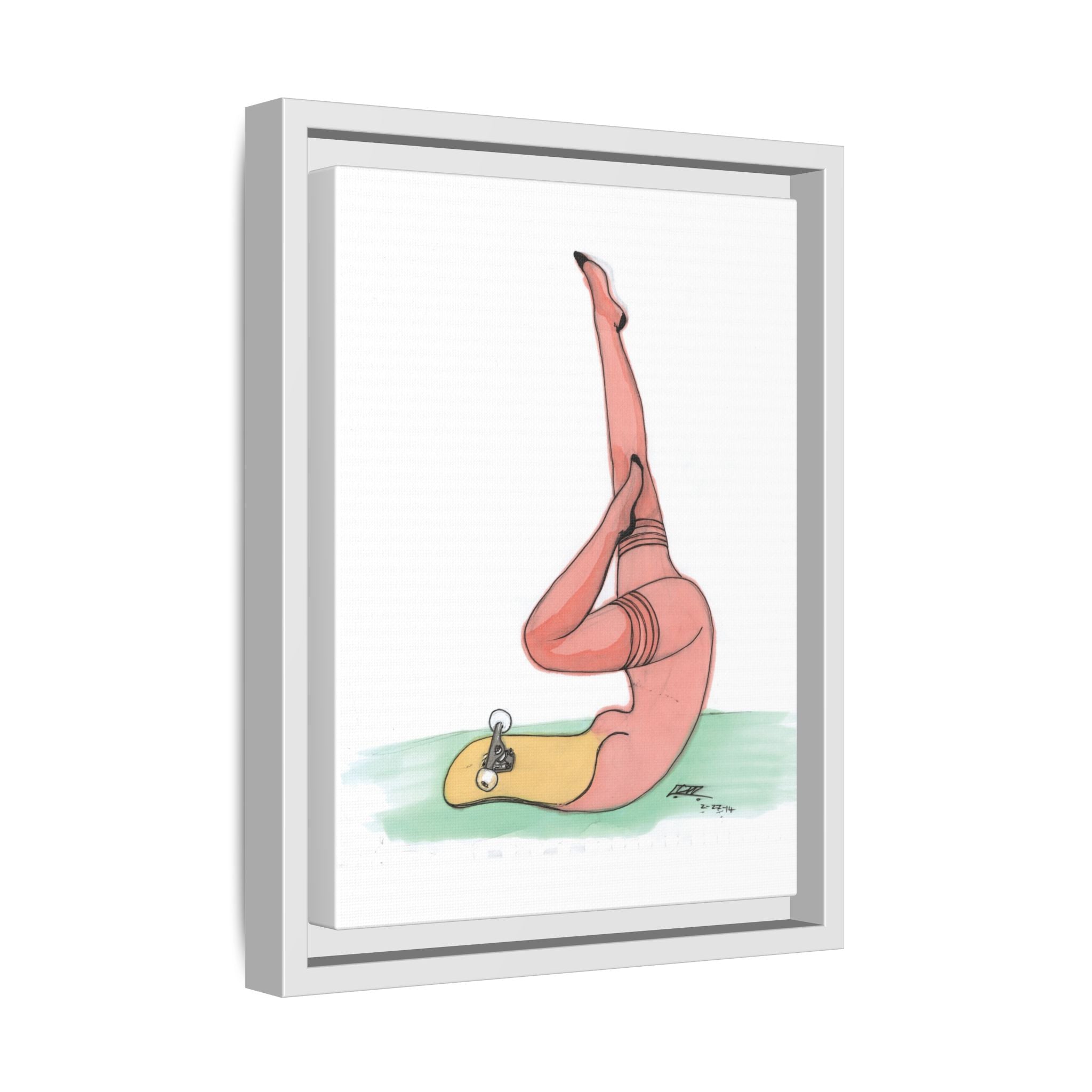 Skateboard Pin-Up Matte Canvas Print — By Larry White