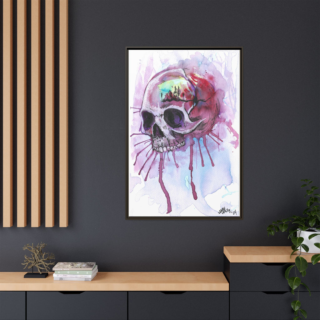 Sweet Home Watercolor Skull Canvas Print — Matte Framed Wall Art