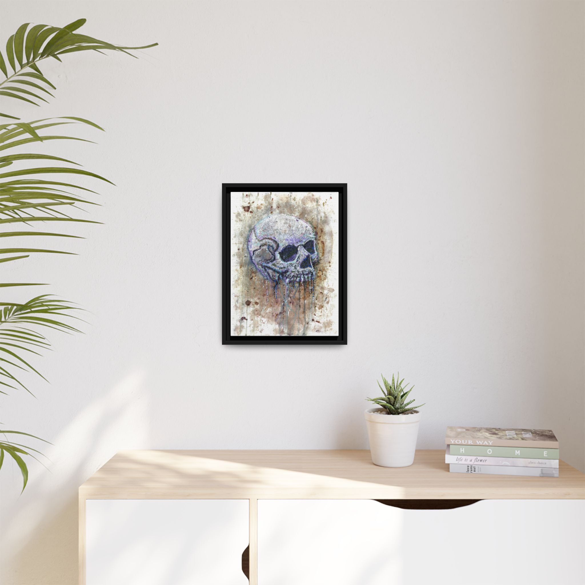 "Albums" Skull Art by Larry White  Framed Matte Canvas —