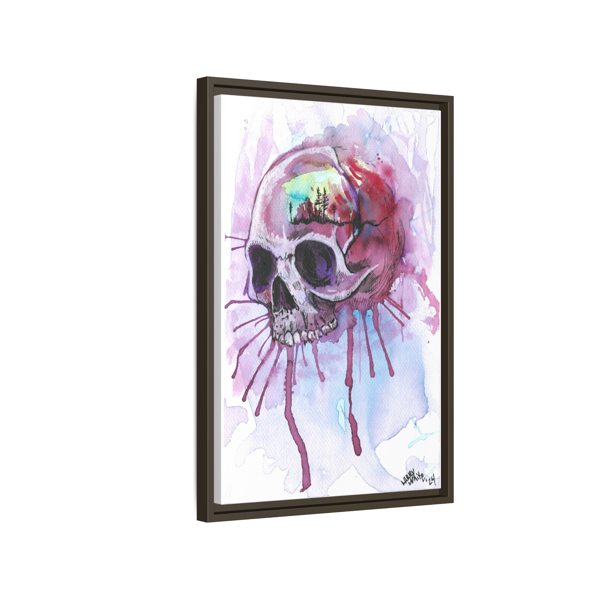 Sweet Home Watercolor Skull Canvas Print — Matte Framed Wall Art