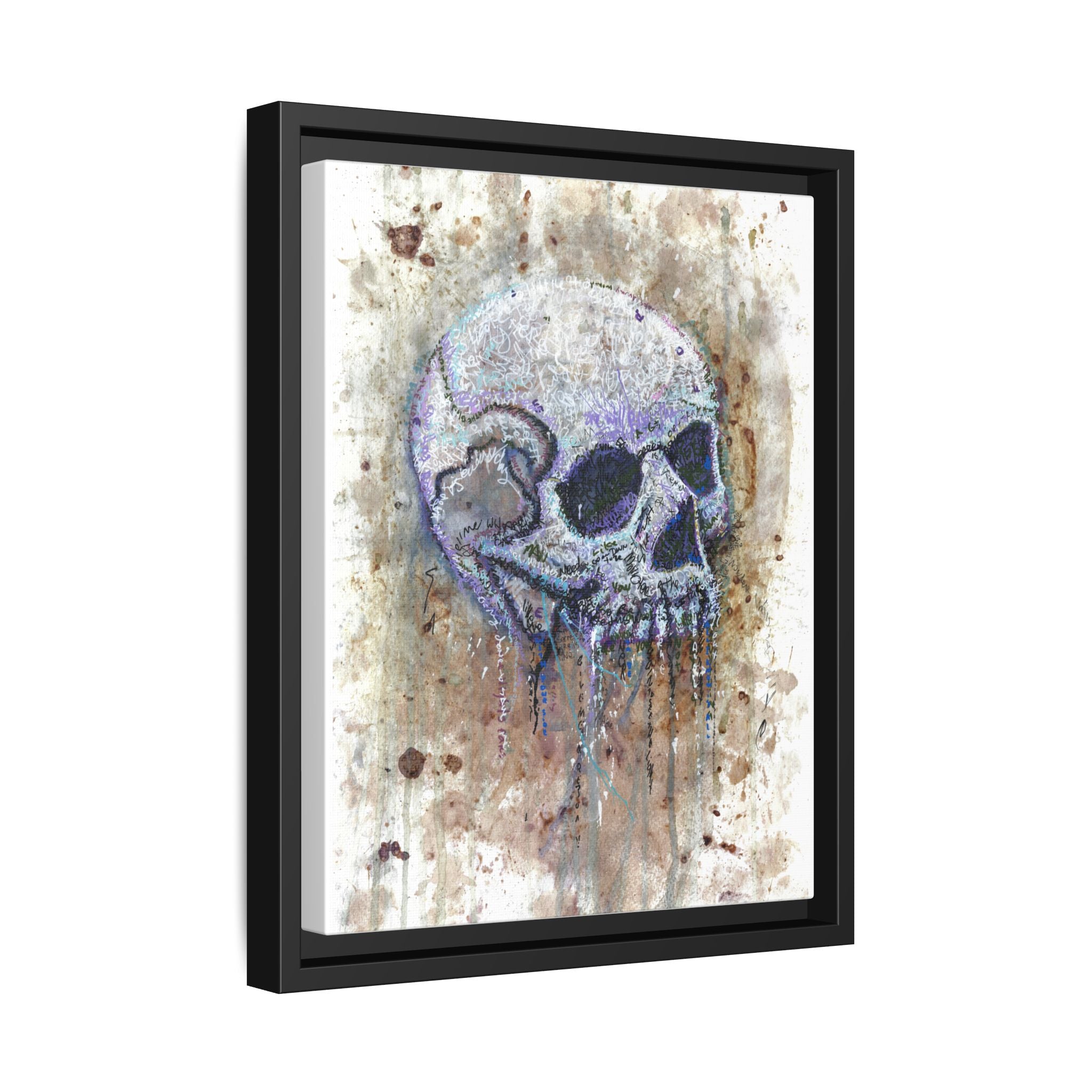 "Albums" Skull Art by Larry White  Framed Matte Canvas —