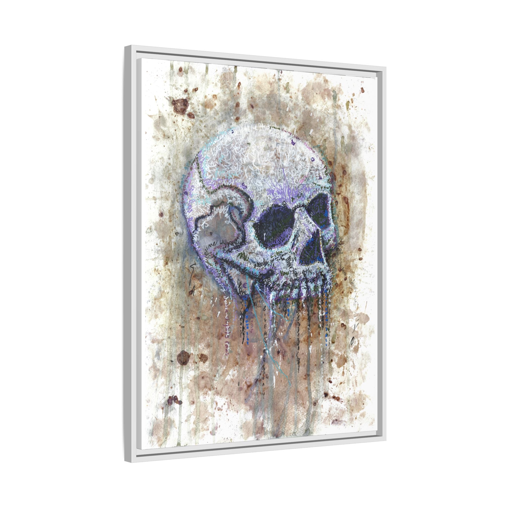 "Albums" Skull Art by Larry White  Framed Matte Canvas —