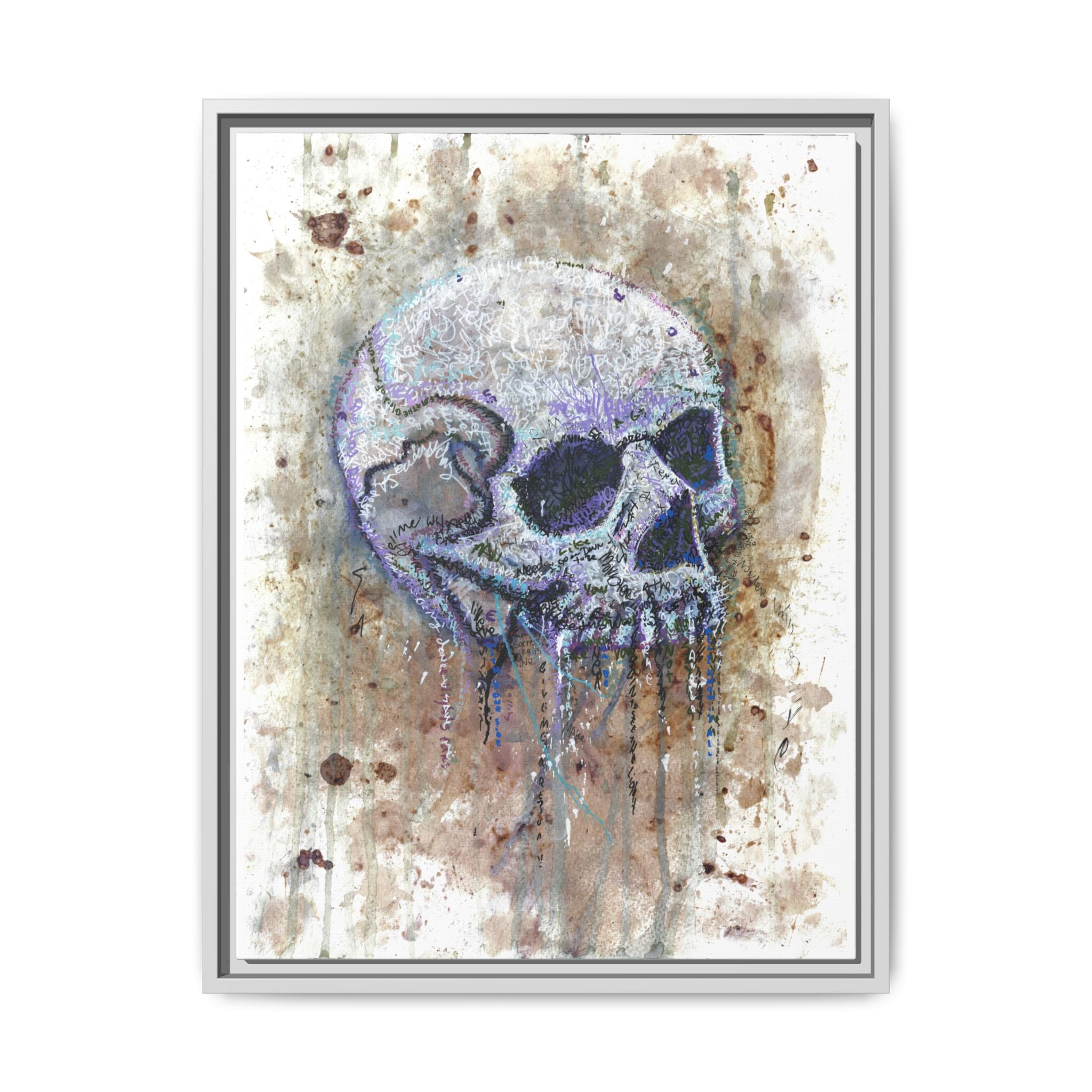 "Albums" Skull Art by Larry White  Framed Matte Canvas —