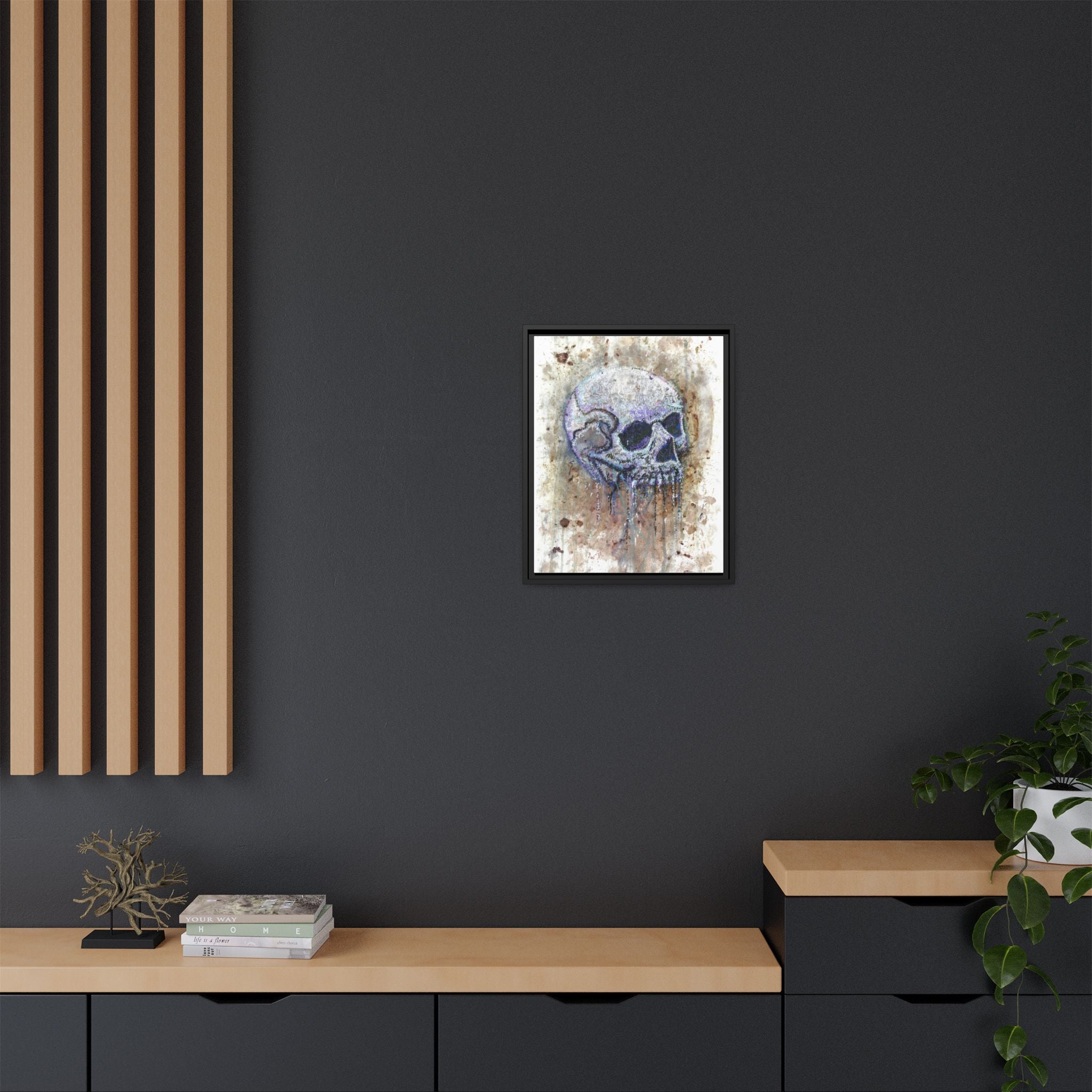 "Albums" Skull Art by Larry White  Framed Matte Canvas —