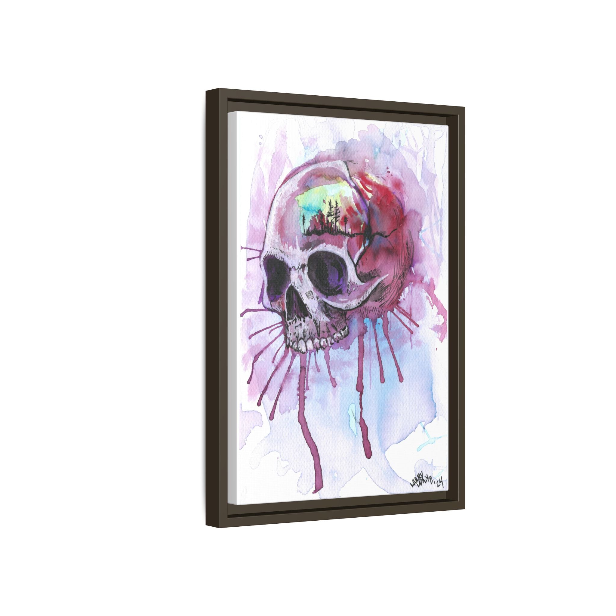 Sweet Home Watercolor Skull Canvas Print — Matte Framed Wall Art