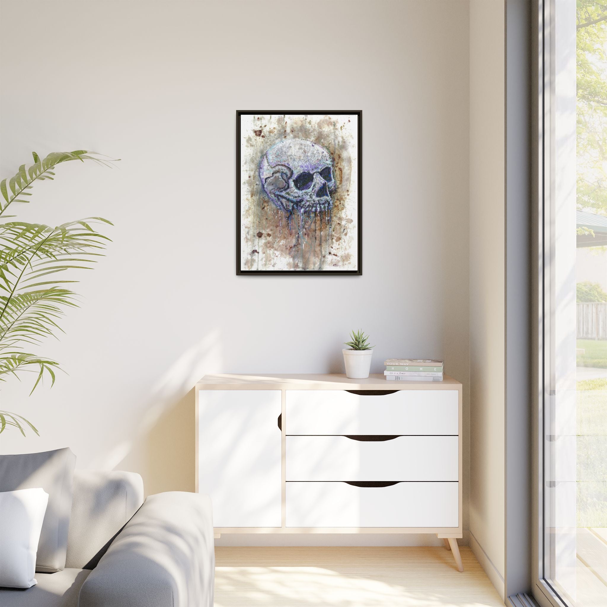 "Albums" Skull Art by Larry White  Framed Matte Canvas —