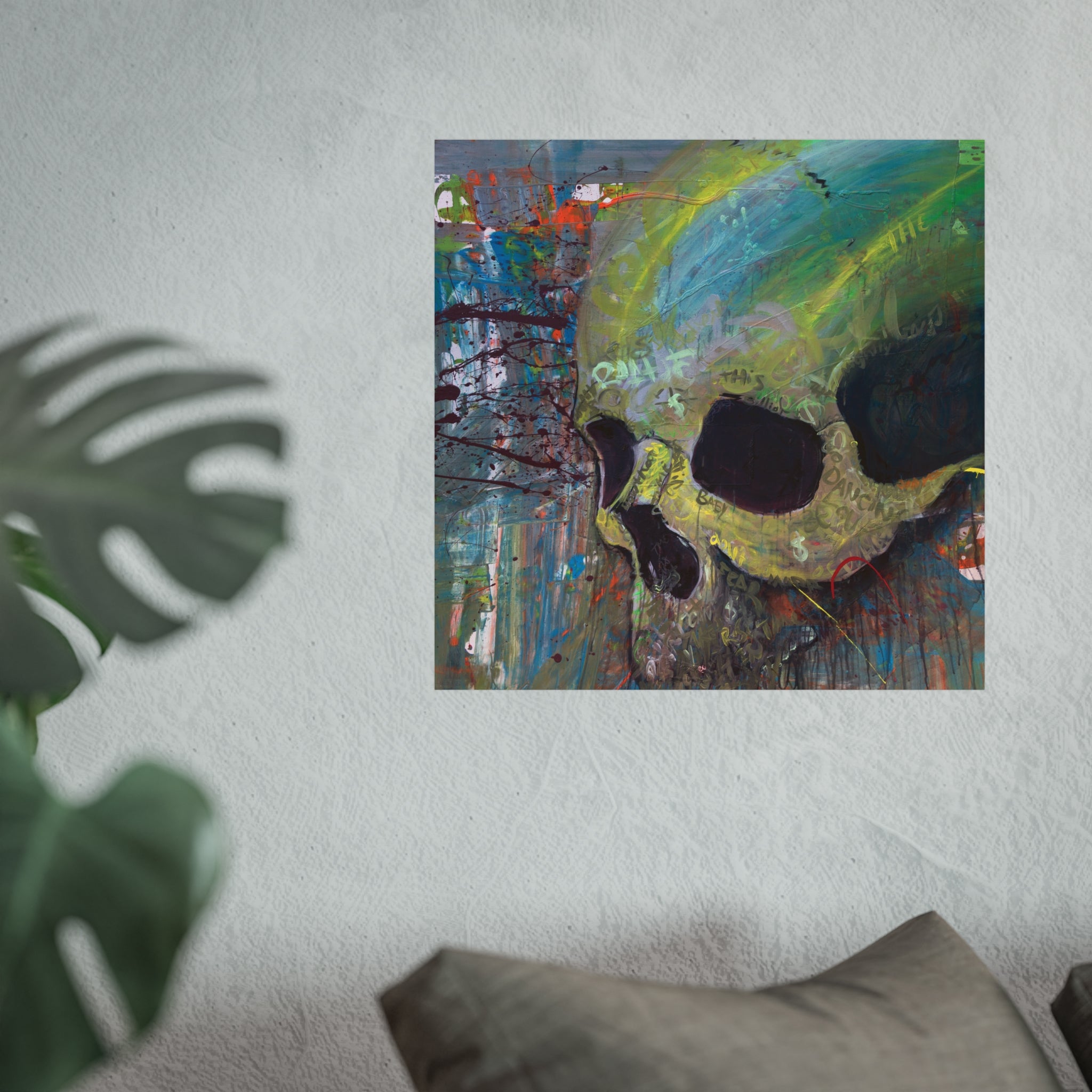 Skull Abstract Fine Art Poster — Colorful Graffiti Skull Wall Art
