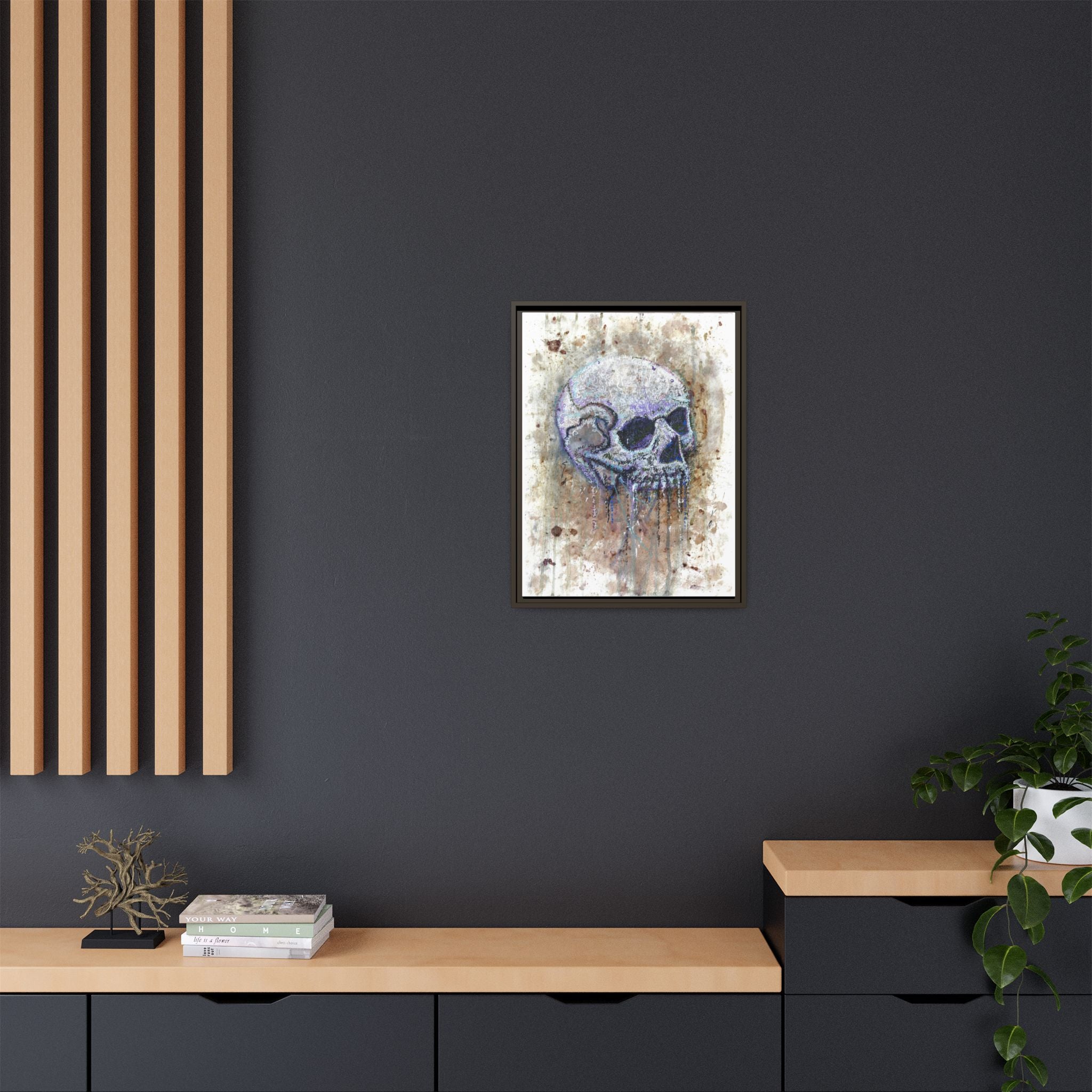 "Albums" Skull Art by Larry White  Framed Matte Canvas —