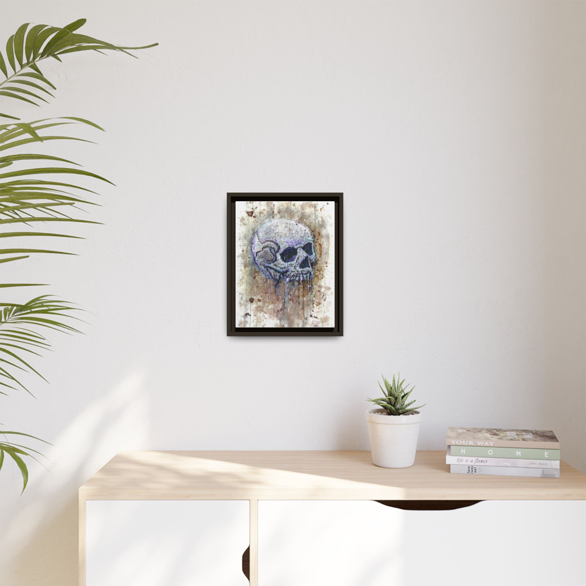 "Albums" Skull Art by Larry White  Framed Matte Canvas —