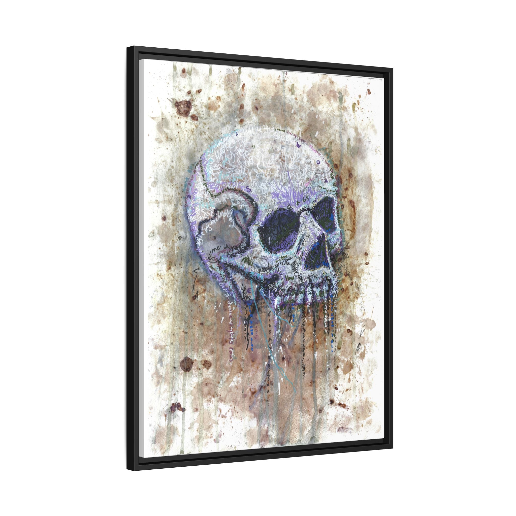 "Albums" Skull Art by Larry White  Framed Matte Canvas —