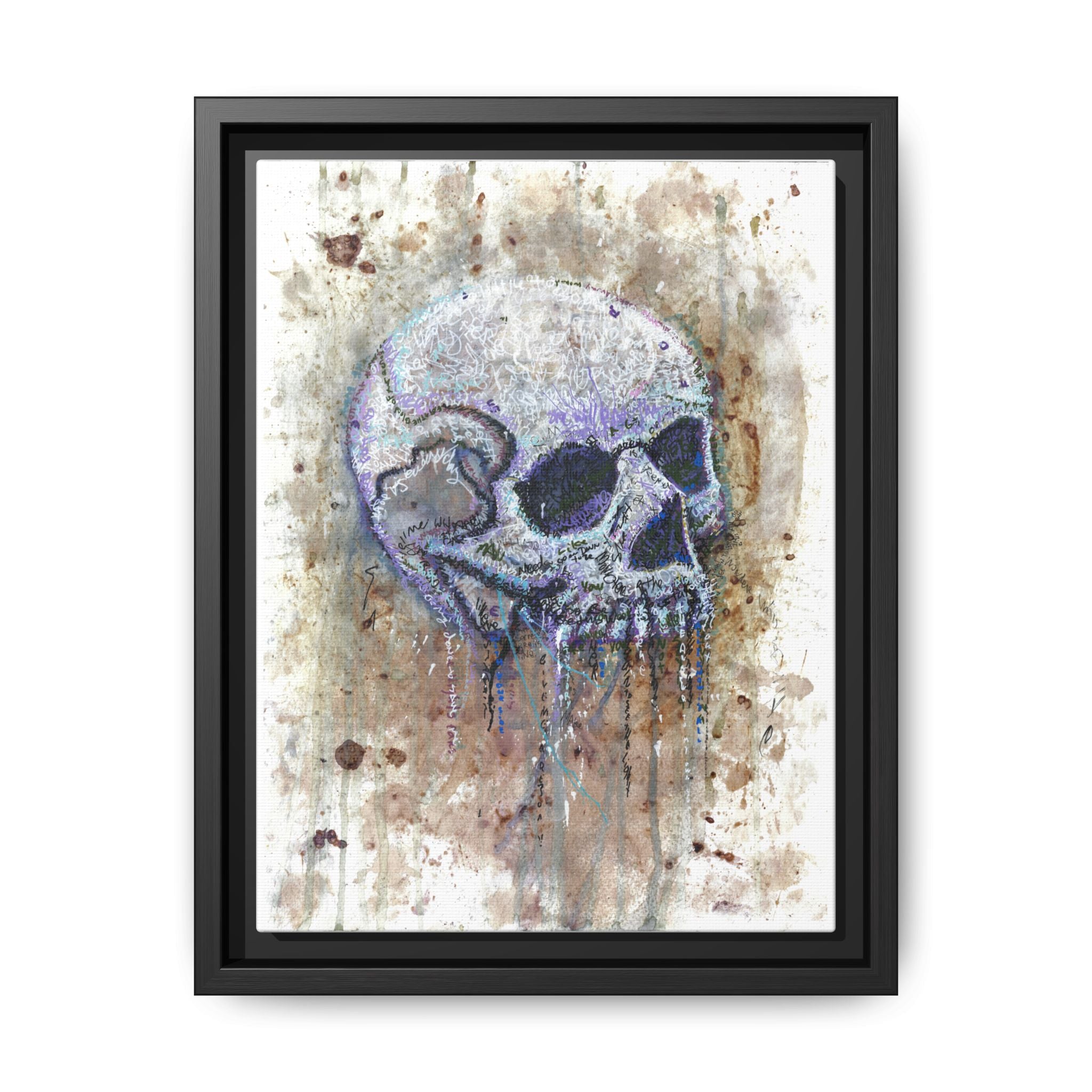 "Albums" Skull Art by Larry White  Framed Matte Canvas —