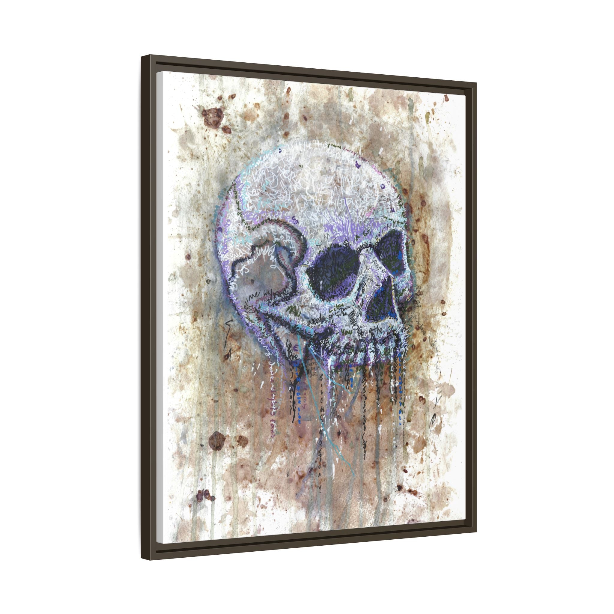 "Albums" Skull Art by Larry White  Framed Matte Canvas —