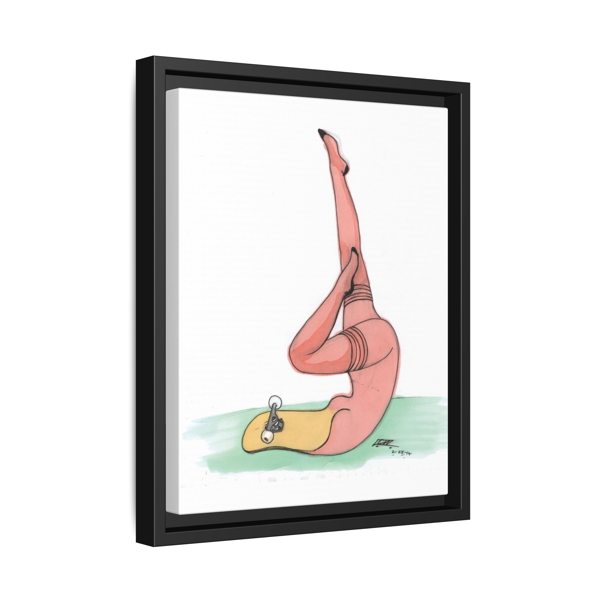 Skateboard Pin-Up Matte Canvas Print — By Larry White