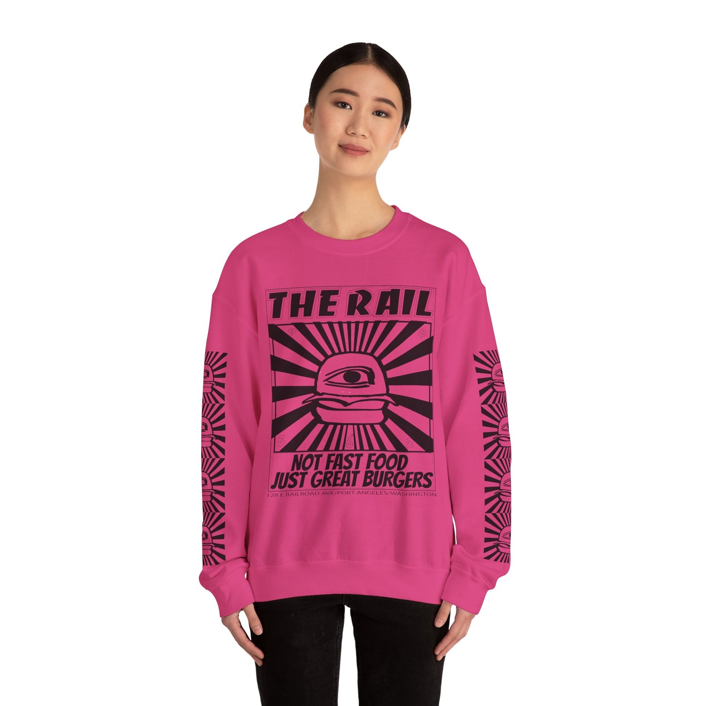 Crewneck Sweatshirt - The Rail All Seeing Eye Burger Design
