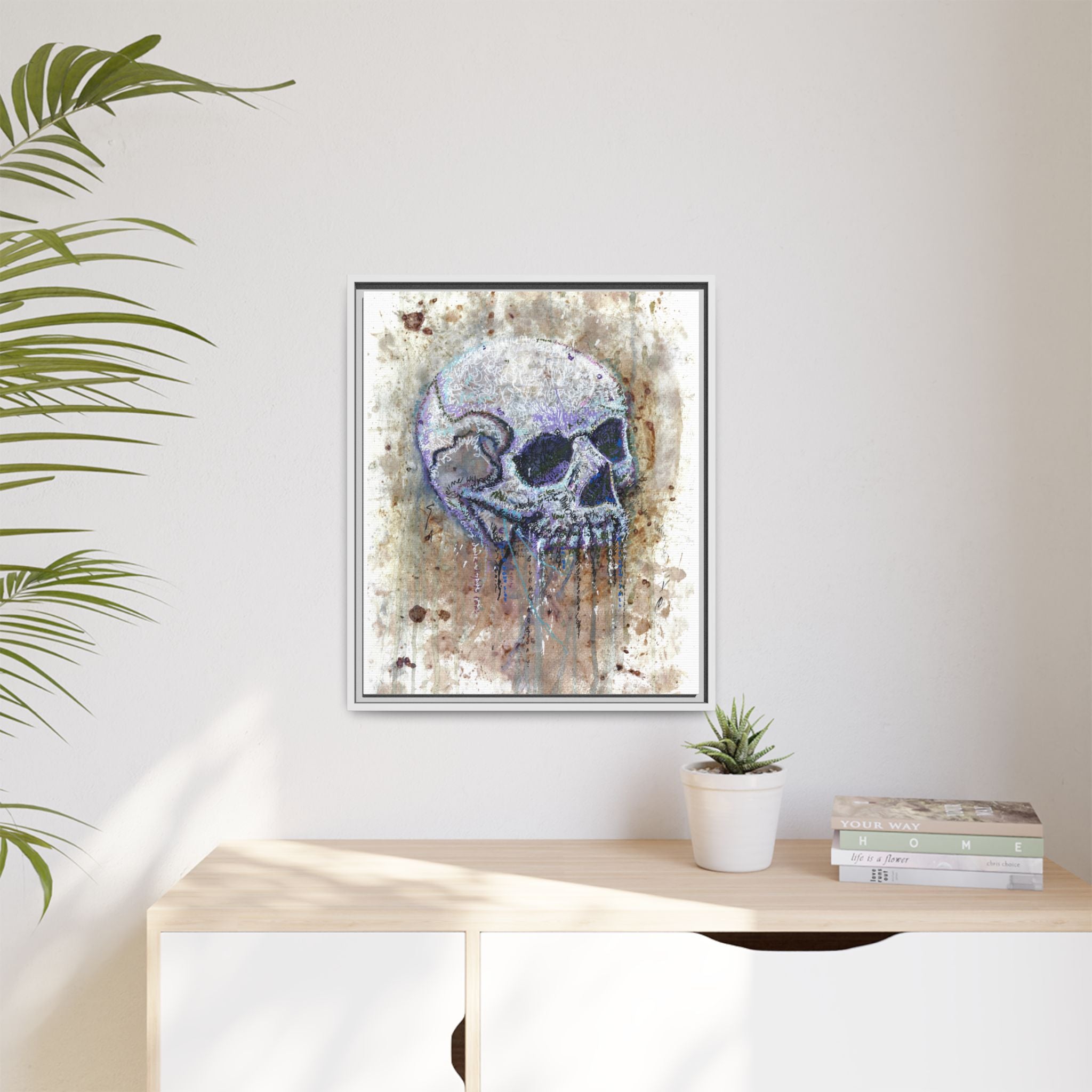 "Albums" Skull Art by Larry White  Framed Matte Canvas —