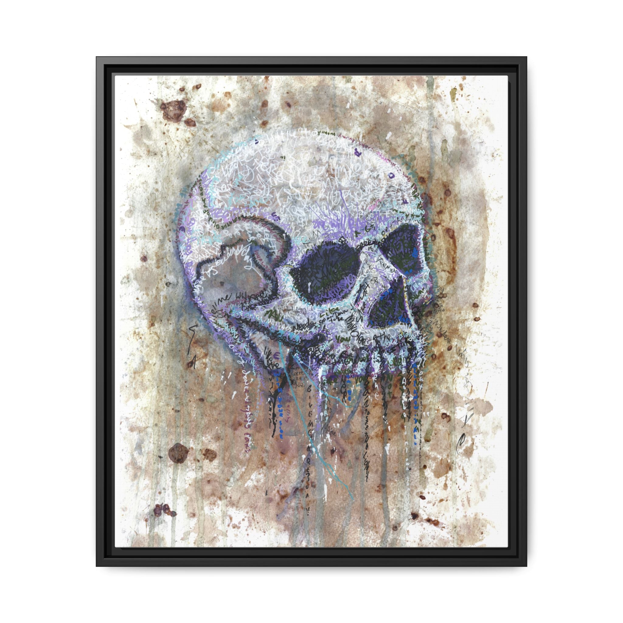 "Albums" Skull Art by Larry White  Framed Matte Canvas —