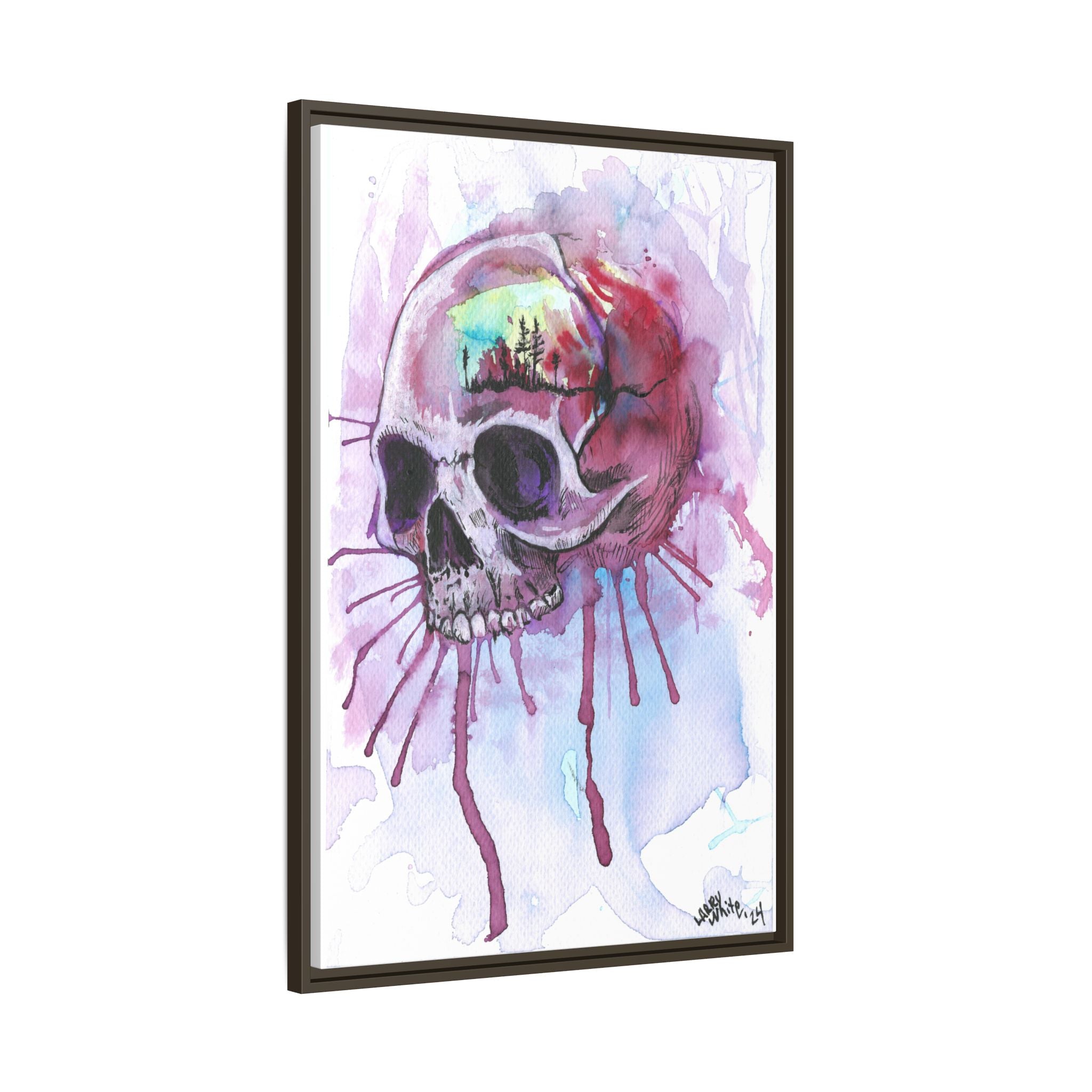 Sweet Home Watercolor Skull Canvas Print — Matte Framed Wall Art