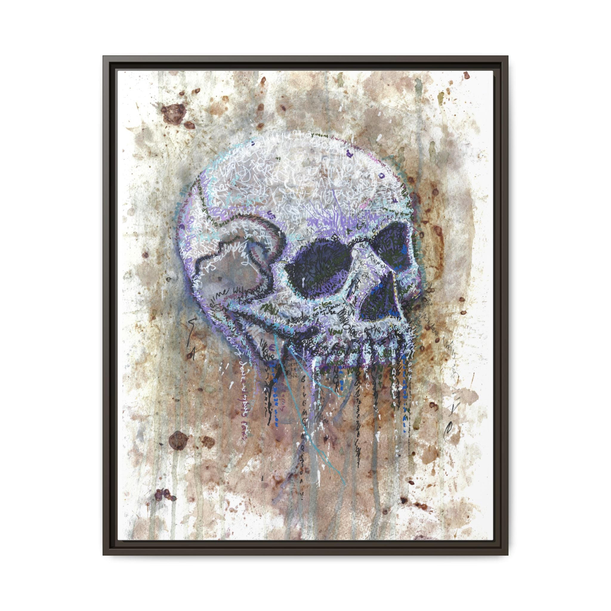 "Albums" Skull Art by Larry White  Framed Matte Canvas —