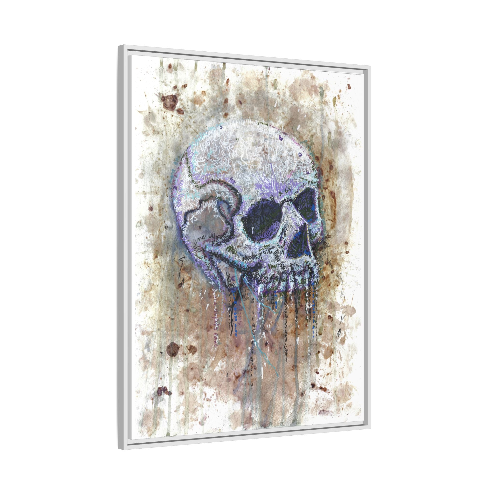 "Albums" Skull Art by Larry White  Framed Matte Canvas —