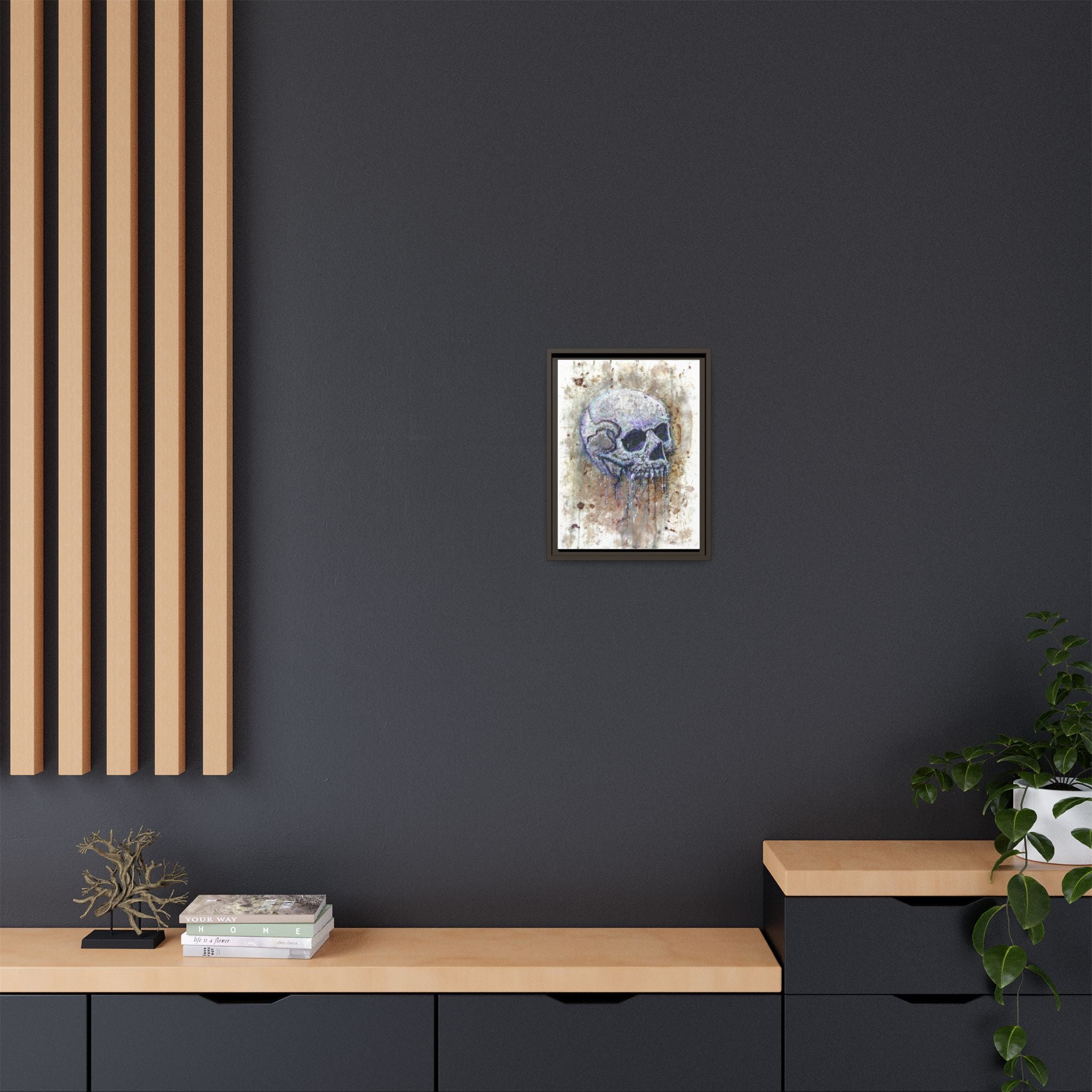 "Albums" Skull Art by Larry White  Framed Matte Canvas —