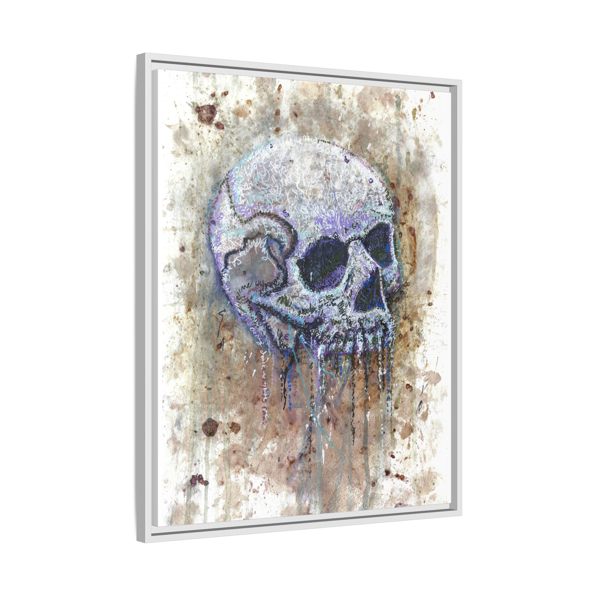 "Albums" Skull Art by Larry White  Framed Matte Canvas —