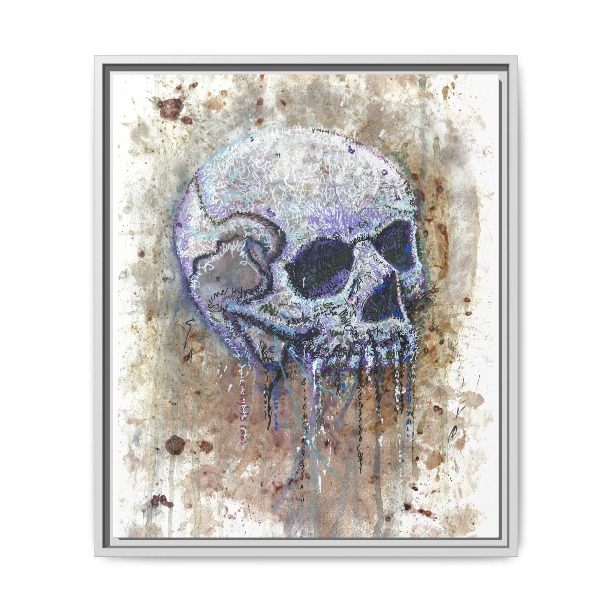 "Albums" Skull Art by Larry White  Framed Matte Canvas —
