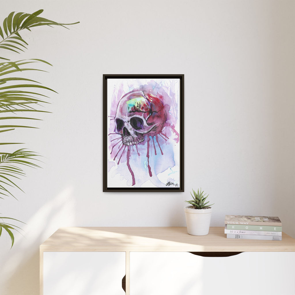 Sweet Home Watercolor Skull Canvas Print — Matte Framed Wall Art