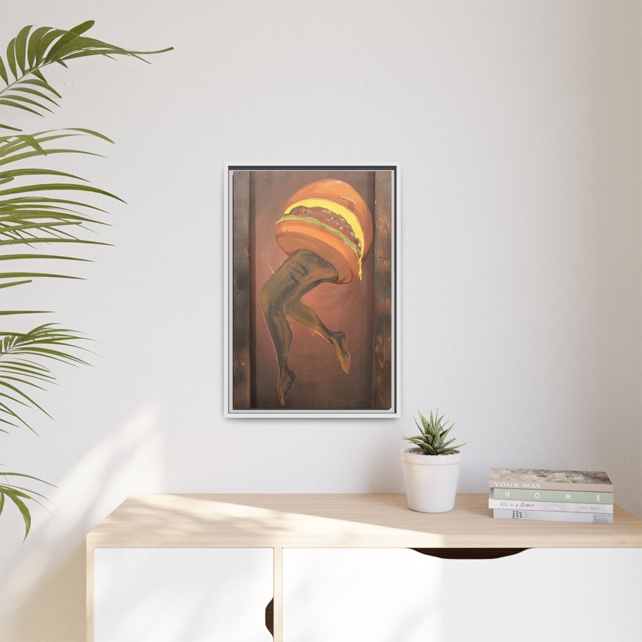 Burger legs Framed Canvas Art —By Larry White