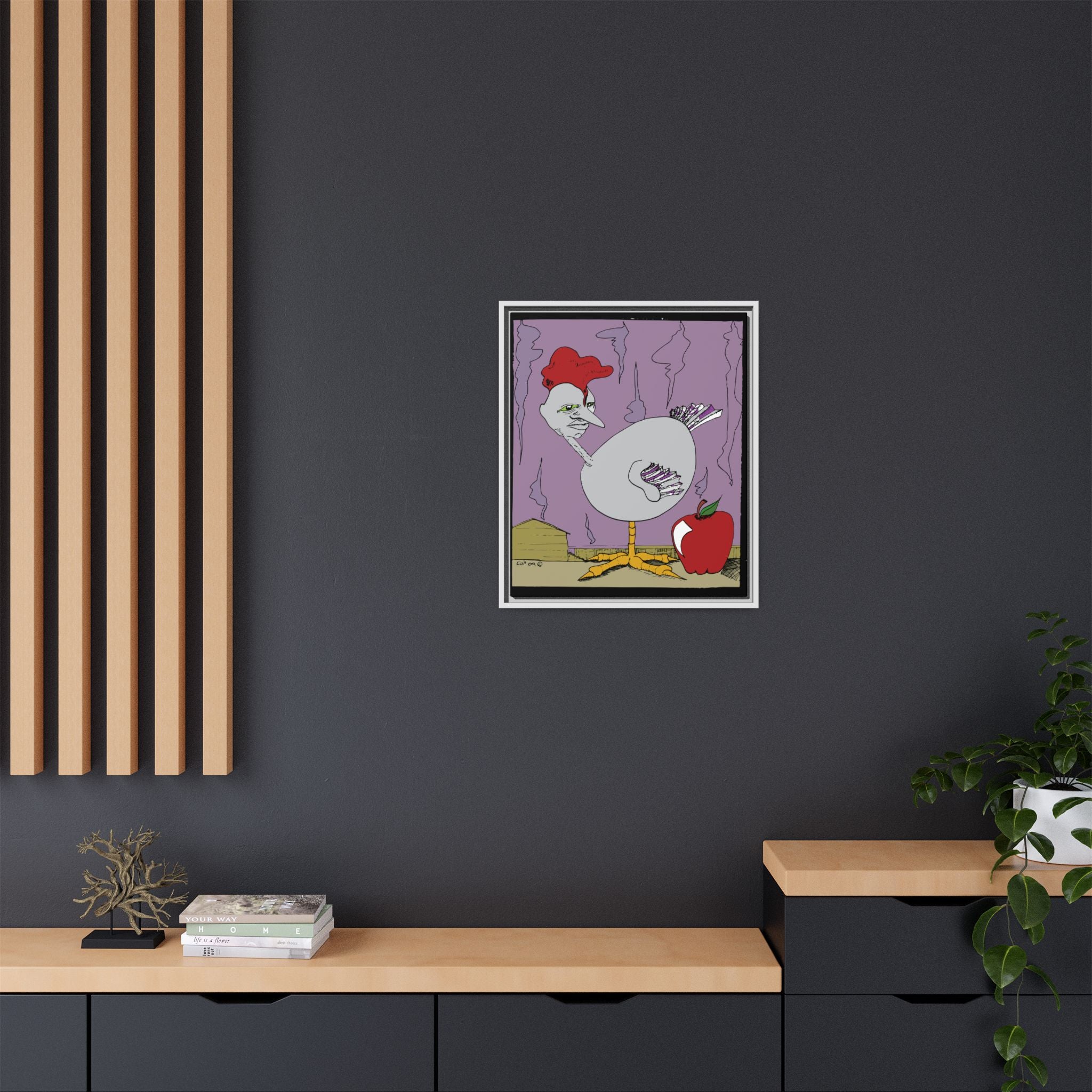 "Ass apple" Framed Canvas Art by Larry White