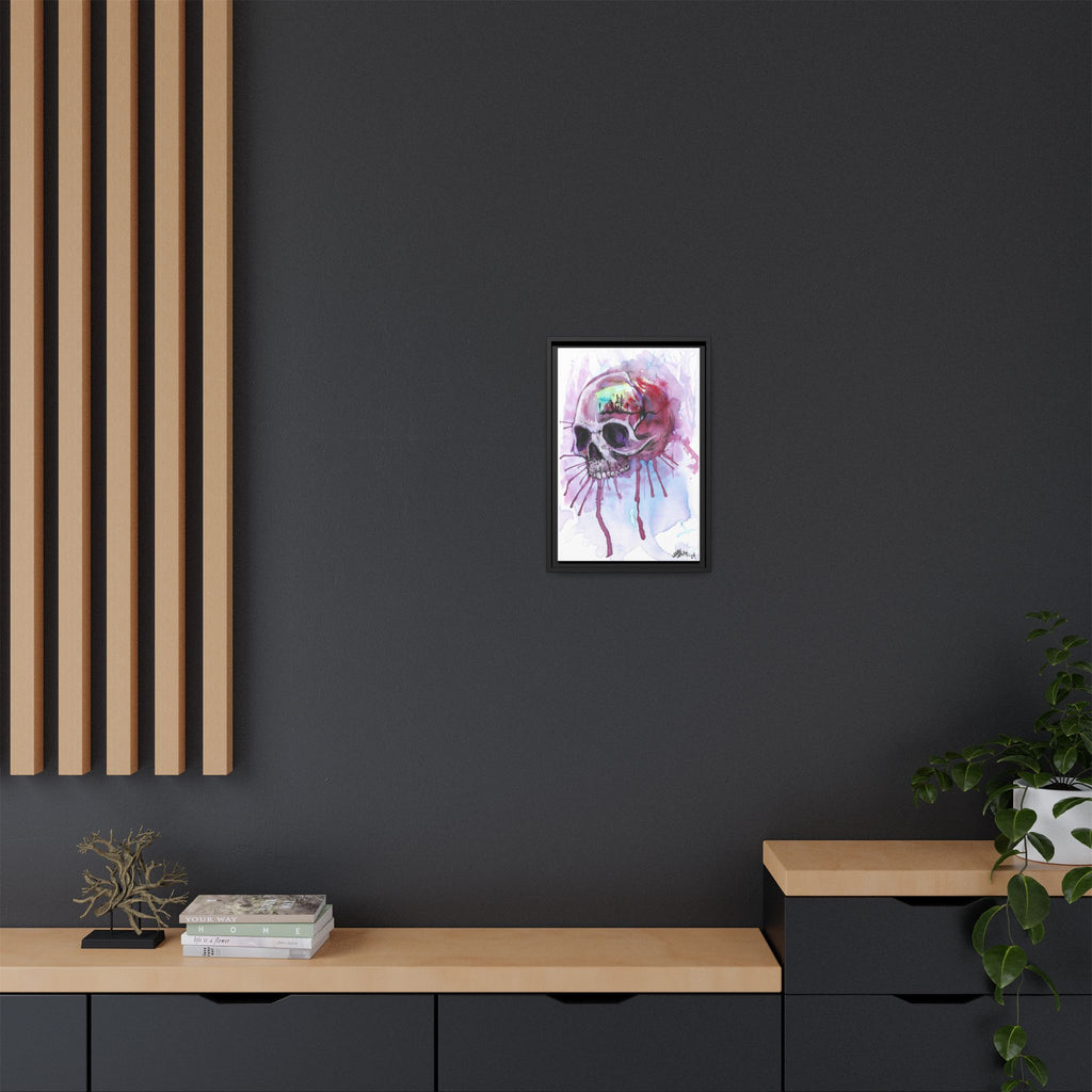 Sweet Home Watercolor Skull Canvas Print — Matte Framed Wall Art