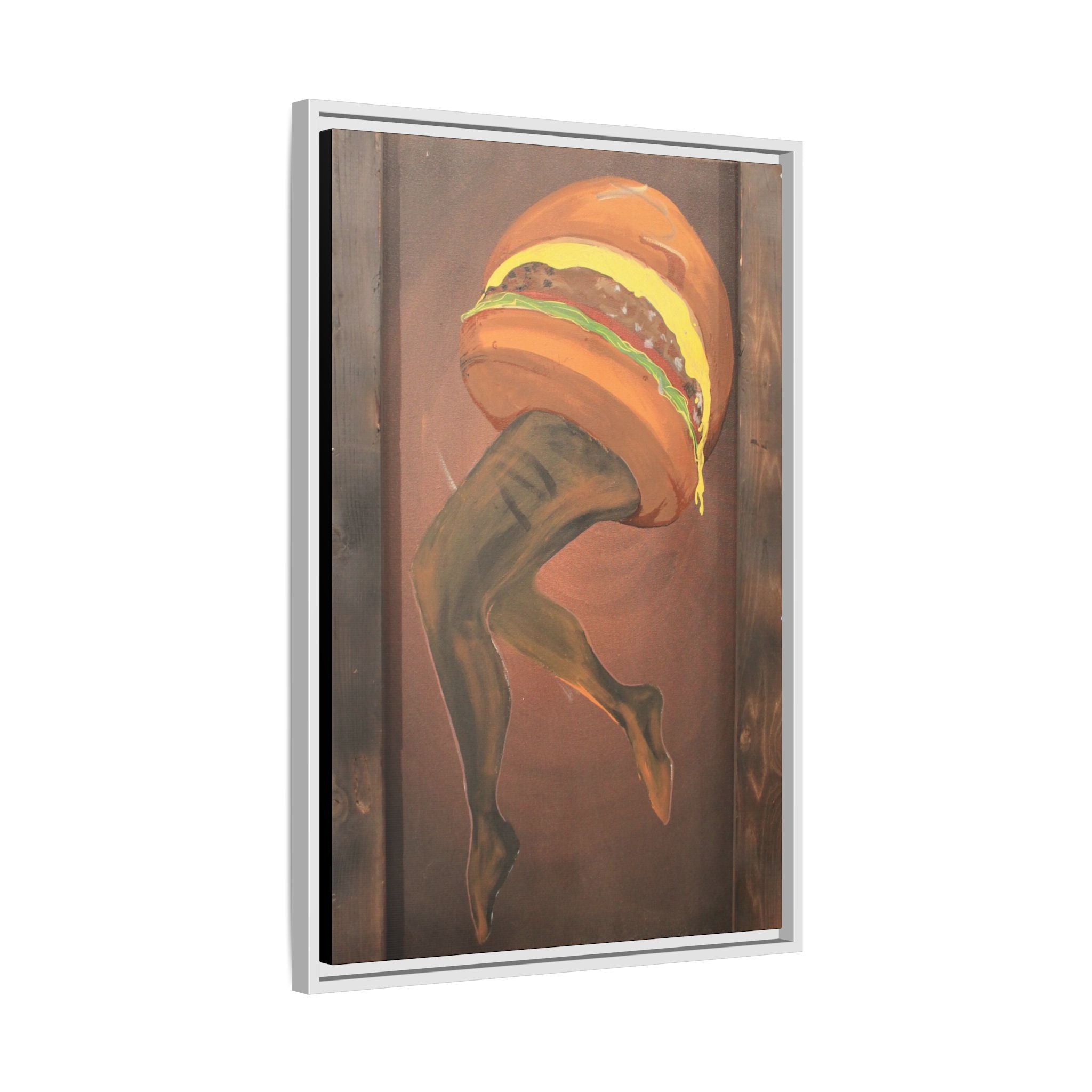 Burger legs Framed Canvas Art —By Larry White