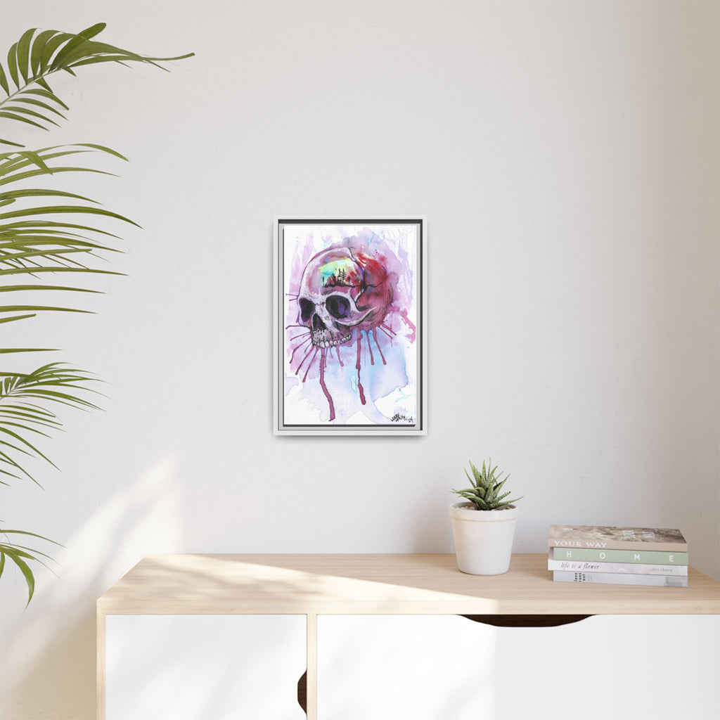 Sweet Home Watercolor Skull Canvas Print — Matte Framed Wall Art