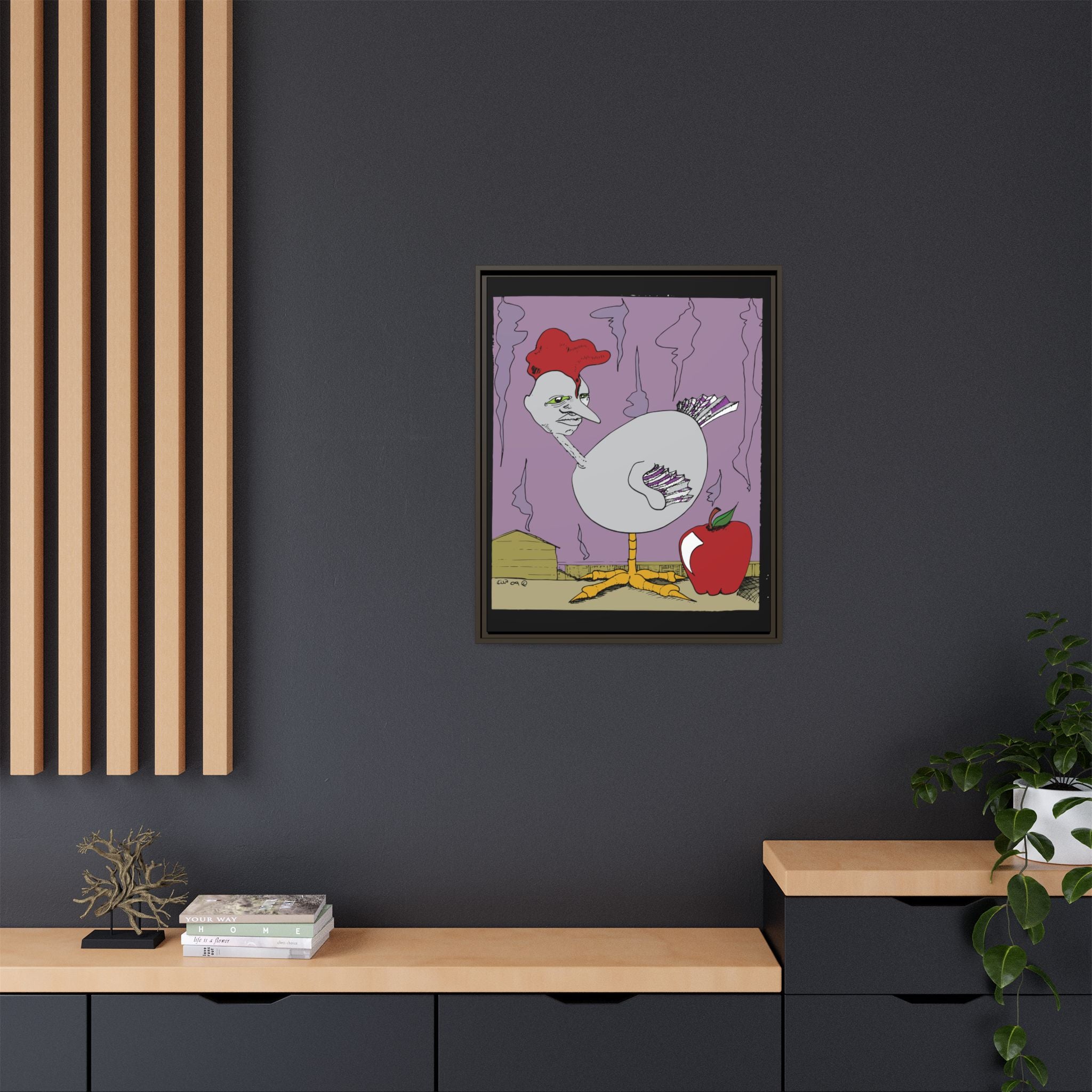 "Ass apple" Framed Canvas Art by Larry White