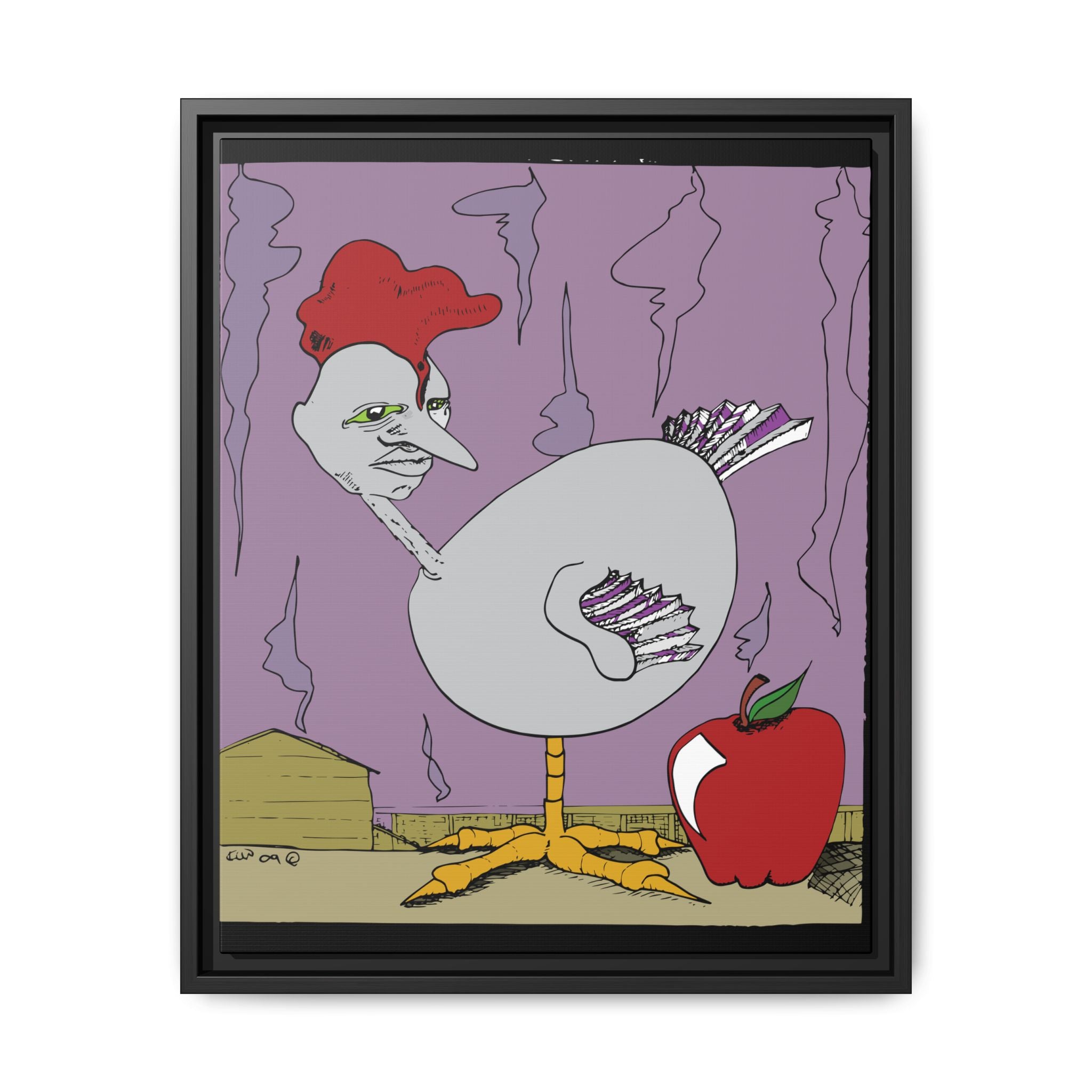 "Ass apple" Framed Canvas Art by Larry White