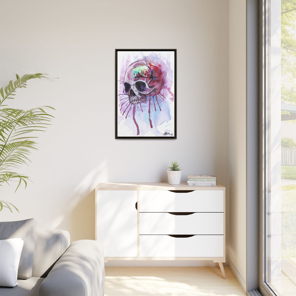 Sweet Home Watercolor Skull Canvas Print — Matte Framed Wall Art