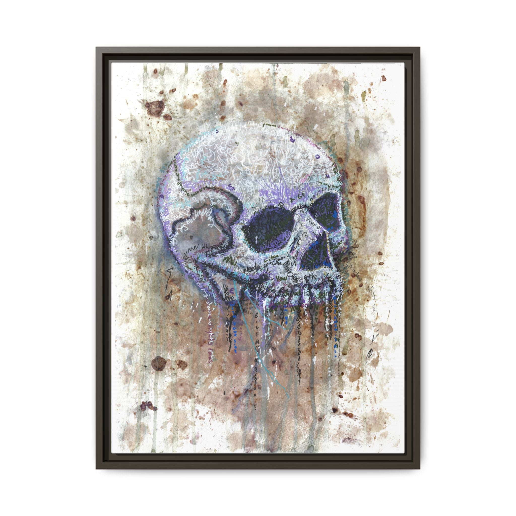 "Albums" Skull Art by Larry White  Framed Matte Canvas —
