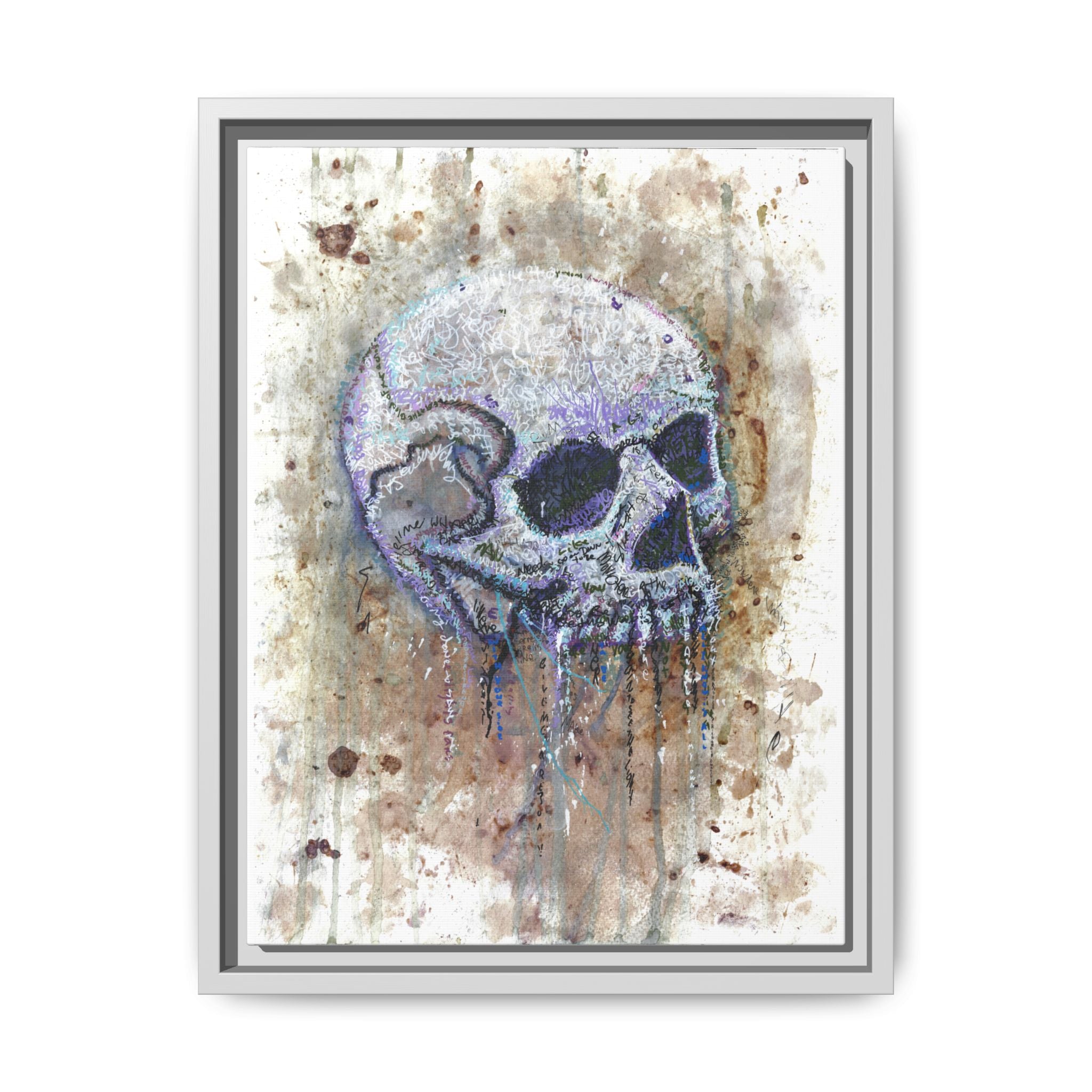 "Albums" Skull Art by Larry White  Framed Matte Canvas —