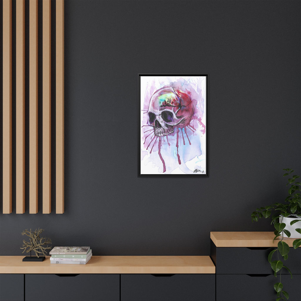 Sweet Home Watercolor Skull Canvas Print — Matte Framed Wall Art
