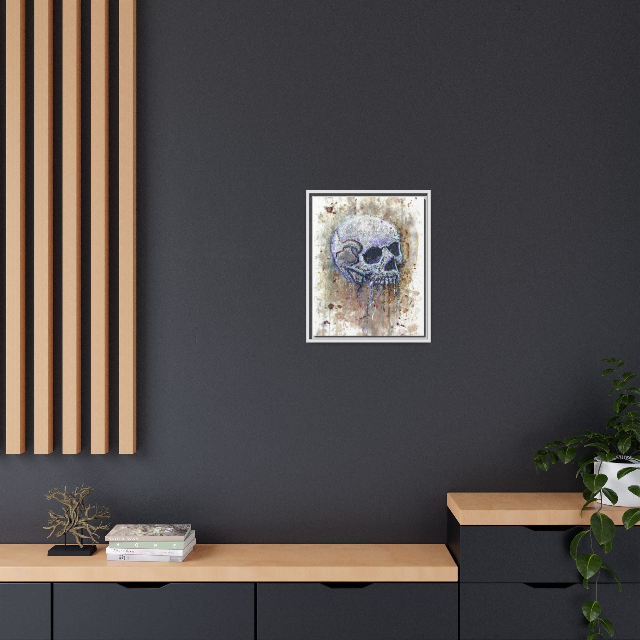 "Albums" Skull Art by Larry White  Framed Matte Canvas —
