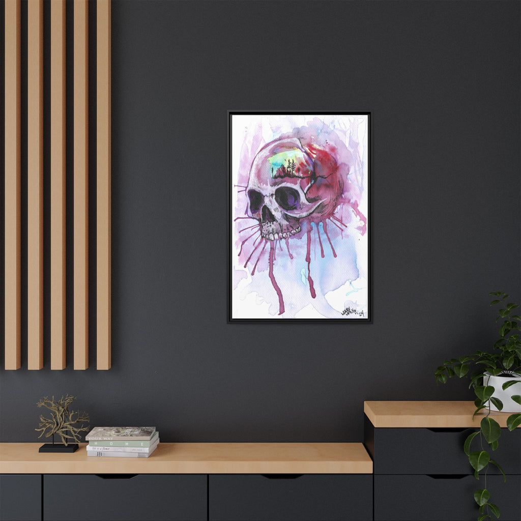 Sweet Home Watercolor Skull Canvas Print — Matte Framed Wall Art
